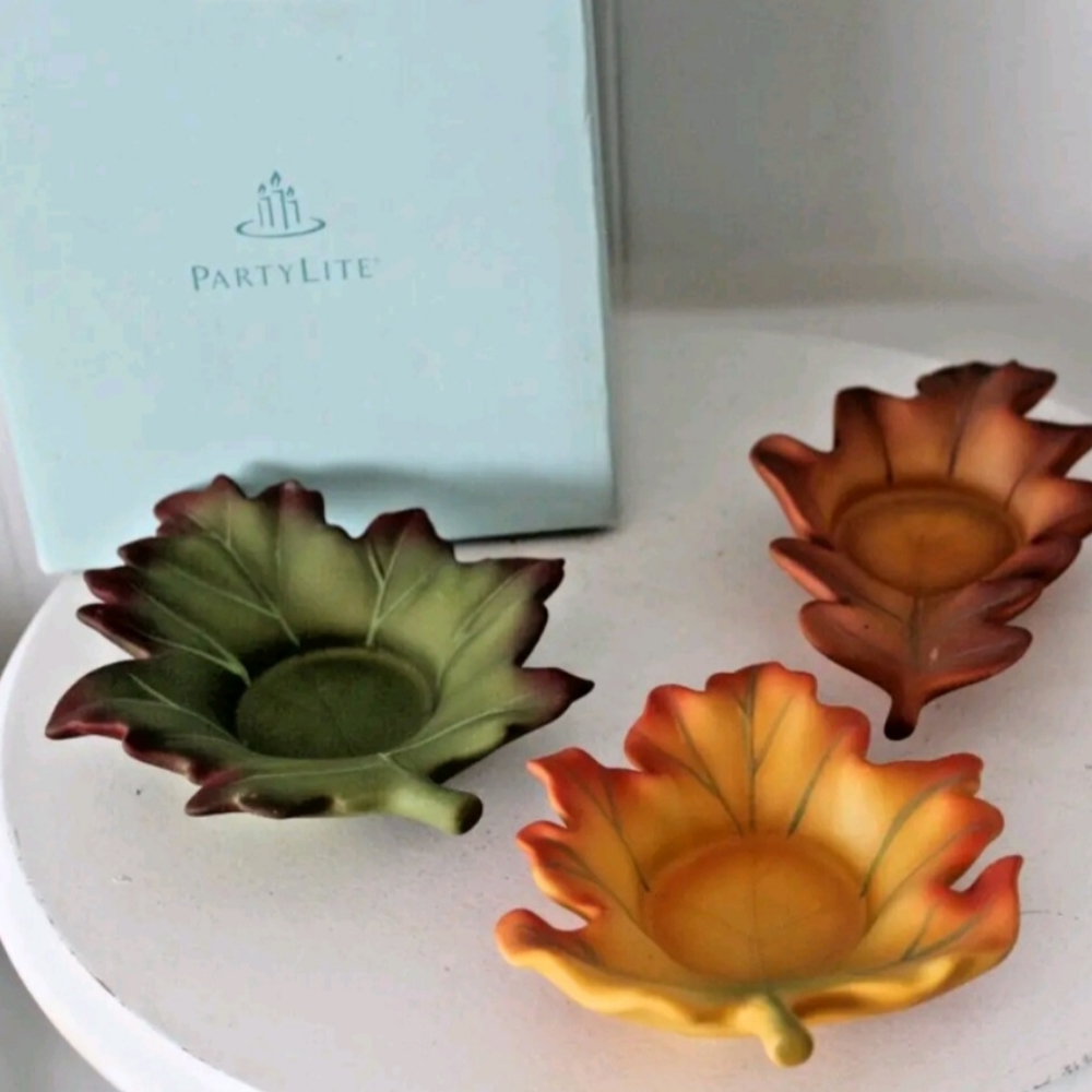 🇺🇸 PartyLite Whispering Leaves Tealight Trio